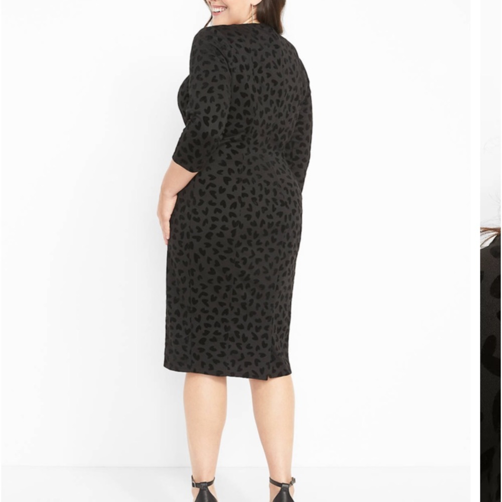Hearts! Twist-Neck Flocked Heart Bodycon Dress - Picture 2 of 3